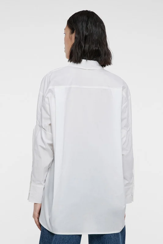 Белый рубашка женская Befree, oversize, хлопковая, с нагрудным карманом
