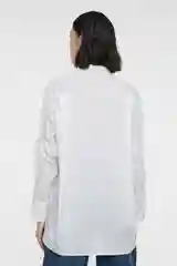 Белый рубашка женская Befree, oversize, хлопковая, с нагрудным карманом