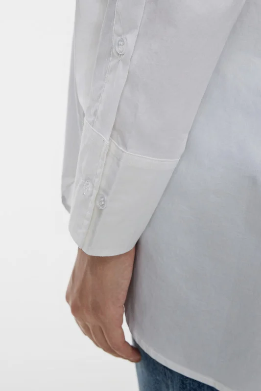 Белый рубашка женская Befree, oversize, хлопковая, с нагрудным карманом