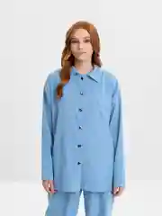 Голубой костюм женский брючный, вельвет