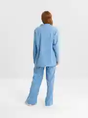 Голубой костюм женский брючный, вельвет