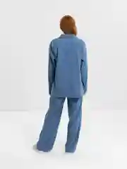 Синий костюм женский брючный, вельвет