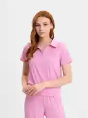 Розовый костюм женский, лапша: брюки и поло