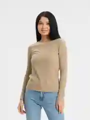 Бежевый лонгслив женский, лапша