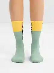 Желтый носки женские, высокие, с принтом, плотные