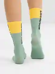 Желтый носки женские, высокие, с принтом, плотные