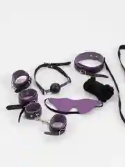 Набор БДСМ: наручники, кляп, плетка, маска, экокожа