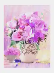 Кораллово-розовый алмазная мозаика на подрамнике "Цветы и натюрморты", 40 х 50