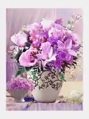 Кораллово-розовый алмазная мозаика на подрамнике "Цветы и натюрморты", 40 х 50