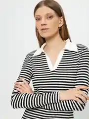 Белый джемпер с молнией женский Zarina с принтом в полоску