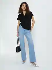 Черный блузка с вырезом женская Zarina укороченная