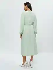Зеленый платье-миди женское Zarina из шифона с длинными рукавами