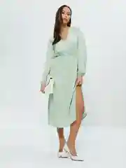 Бордовый платье-миди женское Zarina из шифона с длинными рукавами