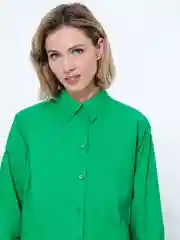 Зеленый блузка-оверсайз из хлопка женская Zarina рубашечного кроя