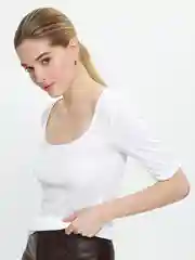 Белый блузка с вырезом Zarina, женская, однотонная, облегающего кроя