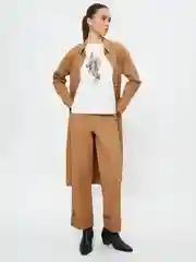 Бежевый джинсы cropped с отворотами женские Zarina укороченные