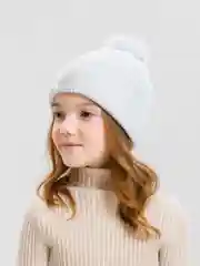 Молочный детская зимняя шапка, с утеплителем и помпоном