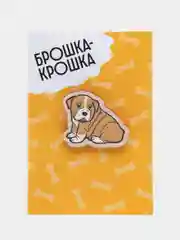 Бежевый меланж значок на одежду "Брошка-Крошка", деревянный