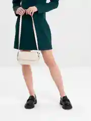 Белый женская сумка с клапаном, твердый корпус