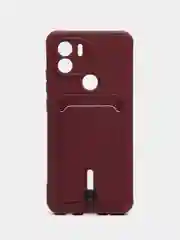 Бордовый чехол Xiaomi Redmi A1 Plus A2+ Poco C51 Редми А1 Плюс силиконовый, с карманом для карты