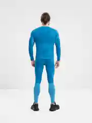 Синий мужской спортивный костюм-двойка, 2 в 1: рашгард, тайтсы