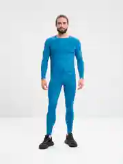 Синий мужской спортивный костюм-двойка, 2 в 1: рашгард, тайтсы