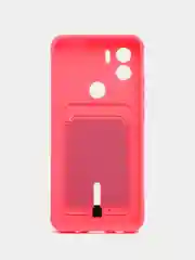 Тёмно-розовый чехол Xiaomi Redmi A1 Plus A2+ Poco C51 Редми А1 Плюс силиконовый, с карманом для карты
