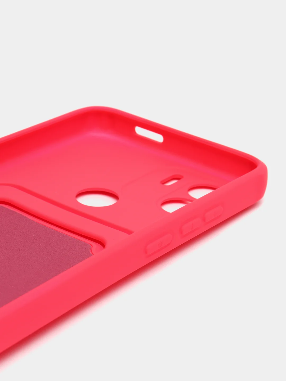 Тёмно-розовый чехол Xiaomi Redmi A1 Plus A2+ Poco C51 Редми А1 Плюс силиконовый, с карманом для карты