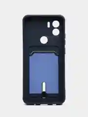 Темно-синий чехол Xiaomi Redmi A1 Plus A2+ Poco C51 Редми А1 Плюс силиконовый, с карманом для карты