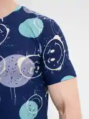 Синий футболка мужская, классическая, с принтом