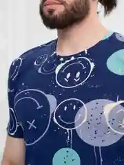 Синий футболка мужская, классическая, с принтом