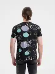 Черный футболка мужская, классическая, с принтом