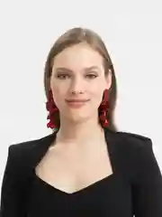 Алый серьги красные висячие