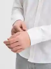 Белый рубашка мужская с длинным рукавом льняная классическая