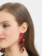 Алый серьги красные висячие