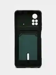 Зеленый чехол Xiaomi Poco X4 Pro (Сяоми Поко Х4 Про), силиконовый, с карманом для карты