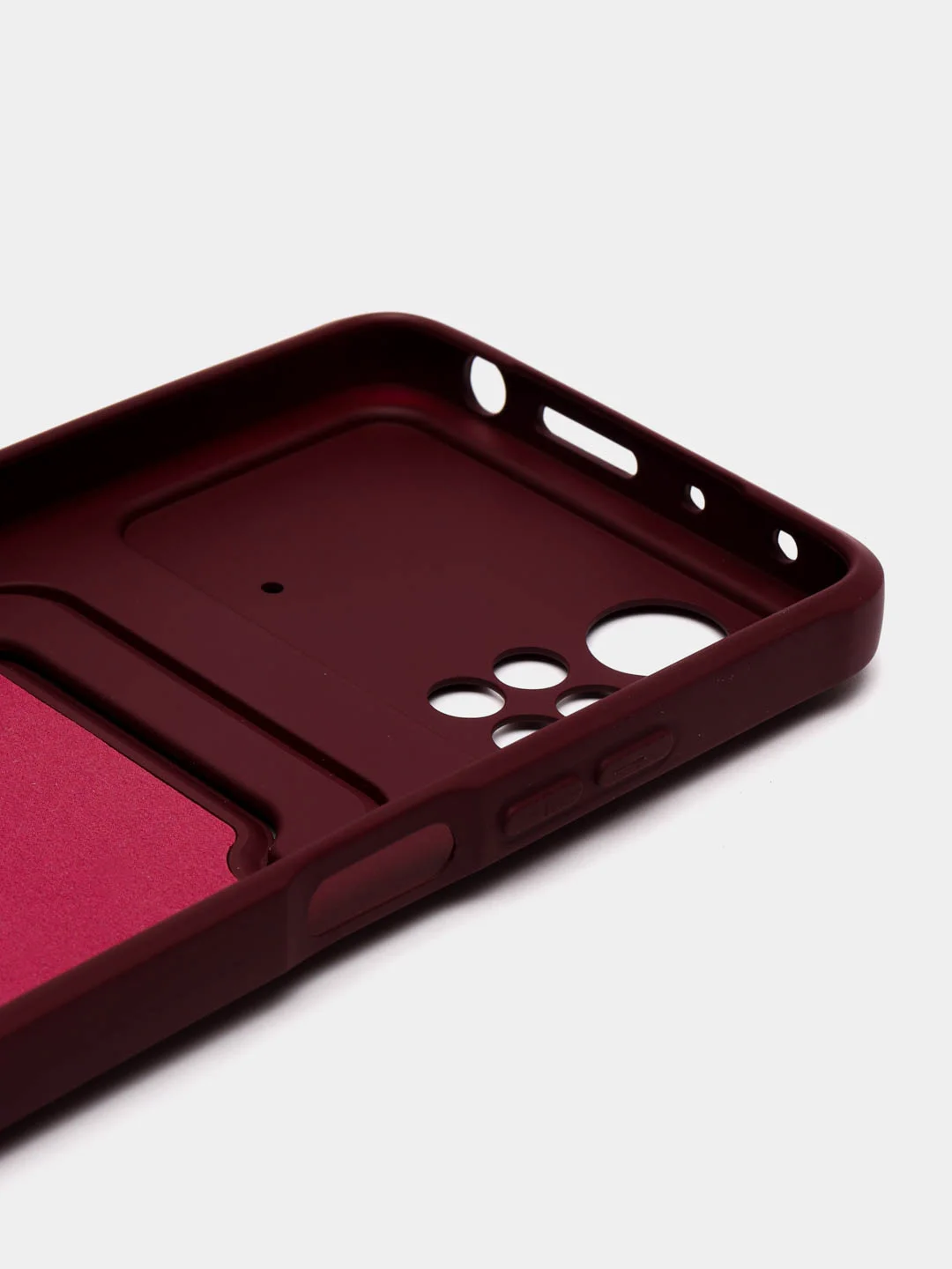 Бордовый чехол Xiaomi Poco X4 Pro (Сяоми Поко Х4 Про), силиконовый, с карманом для карты