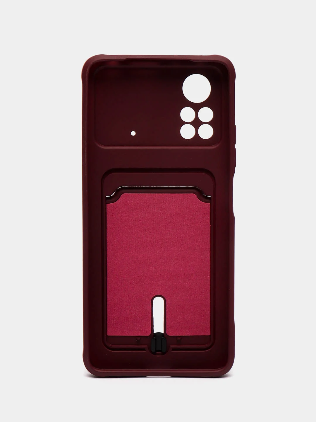 Бордовый чехол Xiaomi Poco X4 Pro (Сяоми Поко Х4 Про), силиконовый, с карманом для карты
