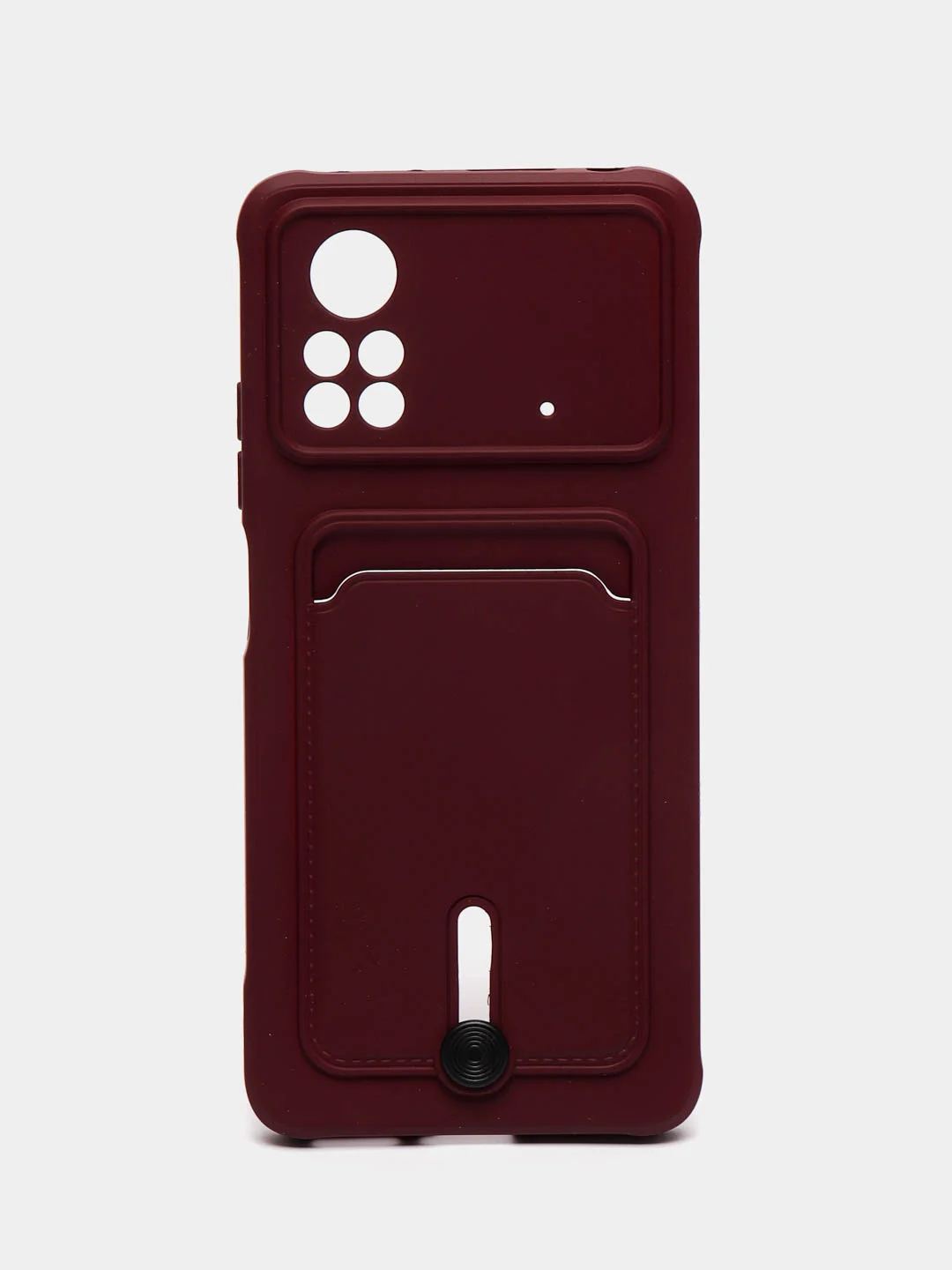 Бордовый чехол Xiaomi Poco X4 Pro (Сяоми Поко Х4 Про), силиконовый, с карманом для карты