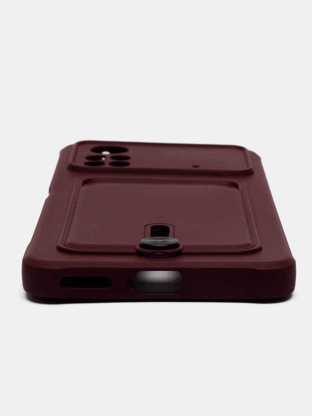 Бордовый чехол Xiaomi Poco X4 Pro (Сяоми Поко Х4 Про), силиконовый, с карманом для карты