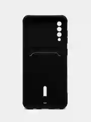 Черный чехол Samsung Galaxy, Самсунг Галакси A50 / A50s / A30s, силиконовый, с карманом для карты