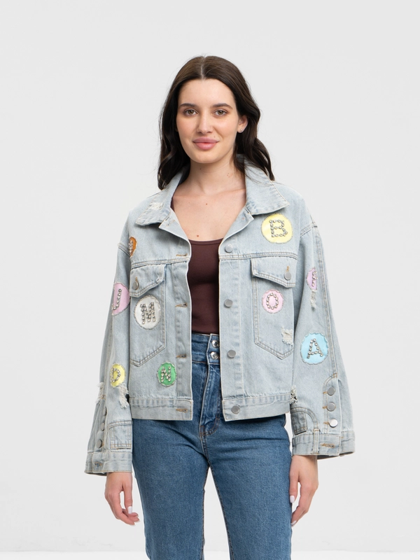 Джинсовая куртка с камнями QP Store