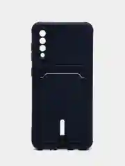 Темно-синий чехол Samsung Galaxy, Самсунг Галакси A50 / A50s / A30s, силиконовый, с карманом для карты