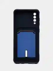 Темно-синий чехол Samsung Galaxy, Самсунг Галакси A50 / A50s / A30s, силиконовый, с карманом для карты
