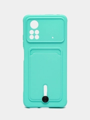 Чехол Xiaomi Poco X4 Pro (Сяоми Поко Х4 Про), силиконовый, с карманом для карты