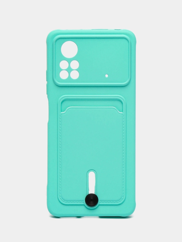 Чехол Xiaomi Poco X4 Pro (Сяоми Поко Х4 Про), силиконовый, с карманом для карты
