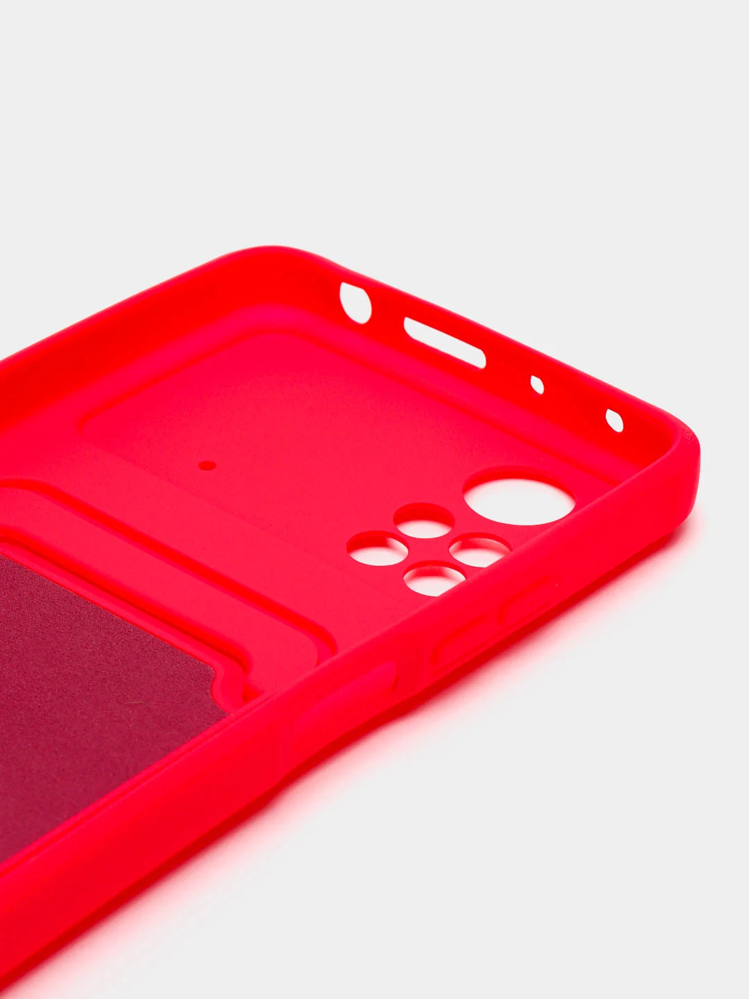 Тёмно-розовый чехол Xiaomi Poco X4 Pro (Сяоми Поко Х4 Про), силиконовый, с карманом для карты