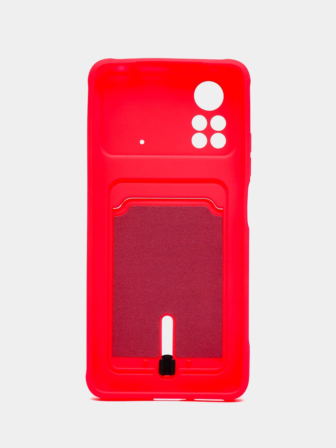 Тёмно-розовый чехол Xiaomi Poco X4 Pro (Сяоми Поко Х4 Про), силиконовый, с карманом для карты