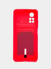 Тёмно-розовый чехол Xiaomi Poco X4 Pro (Сяоми Поко Х4 Про), силиконовый, с карманом для карты