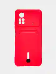 Тёмно-розовый чехол Xiaomi Poco X4 Pro (Сяоми Поко Х4 Про), силиконовый, с карманом для карты